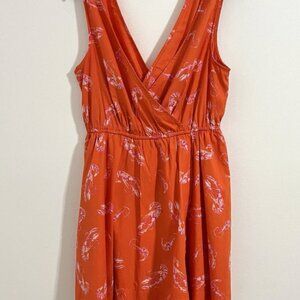 Anthropologie Maeve Flirty Wrap Mini Dress S Lobster Orange Summer Resort Boho
